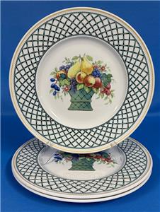 3 Villeroy & Boch BASKET Porcelain Dinner Plates Black anno 1748