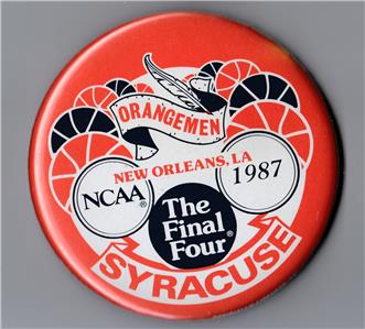 1987 Syracuse Orangemen Ncaa Basketball Final Four 3 1 2 Pinback