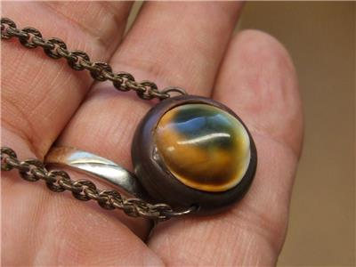 VTG Antique Operculum Cats Eye Sea Shell Horn Pendant ...