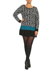 SAMYA PLUS SIZE CONTRAST HEM ABSTRACT COLOUR BLOCK KNIT JUMPER BLACK GREEN 18 22