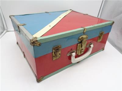 Vintage Roller Skate Carrying Case Box Hard Storage Trunk Red