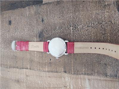 Bertha Ashley Womens OWL Mother of Pearl Watch Red Leather Band in
