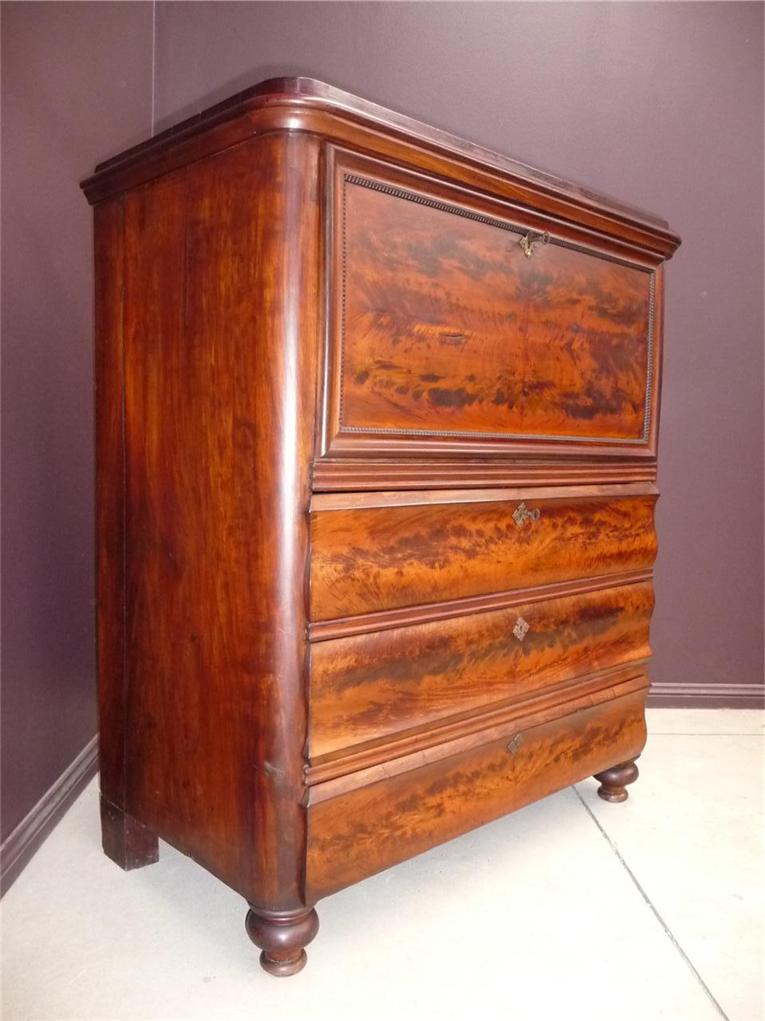 Antique Biedermeier Secretaire Chest Bureau Mahogany Desk