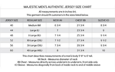 majestic cool base jersey size chart