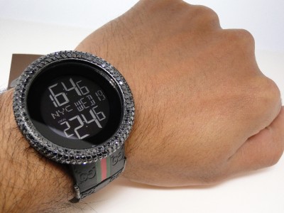 gucci digital watch with diamonds