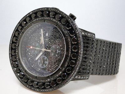 iced out black diamond watch