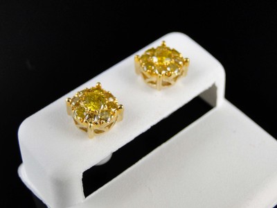 10k Mens Las Yellow Gold 8 Mm Canary Diamond Cer Stud Click To View Supersize Image
