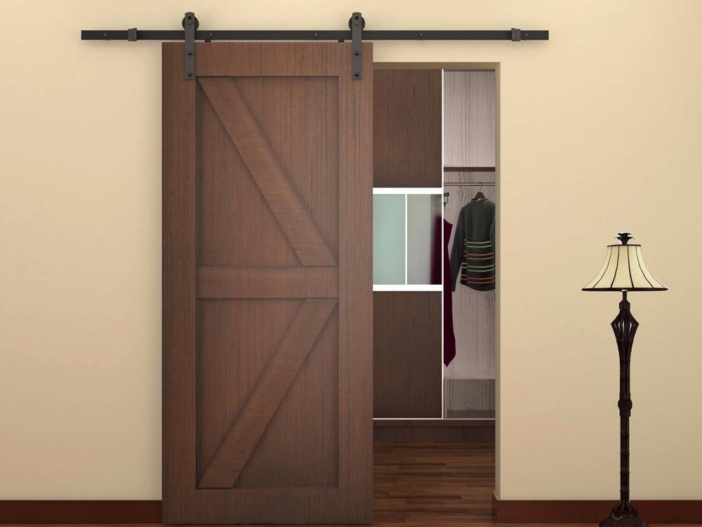 6 Ft Black Antique Style Steel Sliding Barn Wood Door Closet Hardware