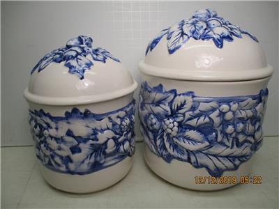 Pair Jay Willfred Of Andrea By Sadek White Blue Sm Med Ceramic Canisters Ebay