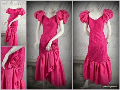 hot pink 80s prom dress