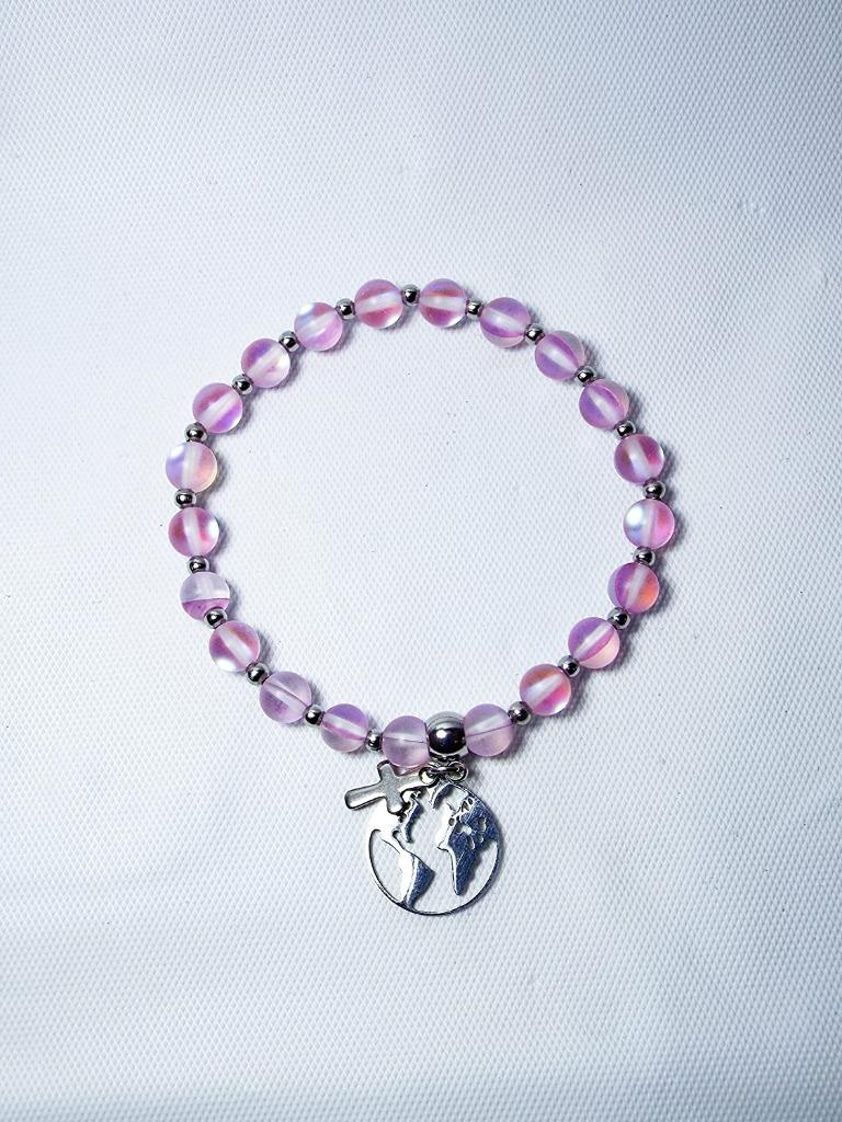 CYNTHIA LYNN "LIGHT OF THE WORLD" SILVER AURA QUARTZ CROSS BRACELET - 8 CLRS - Picture 7 of 9