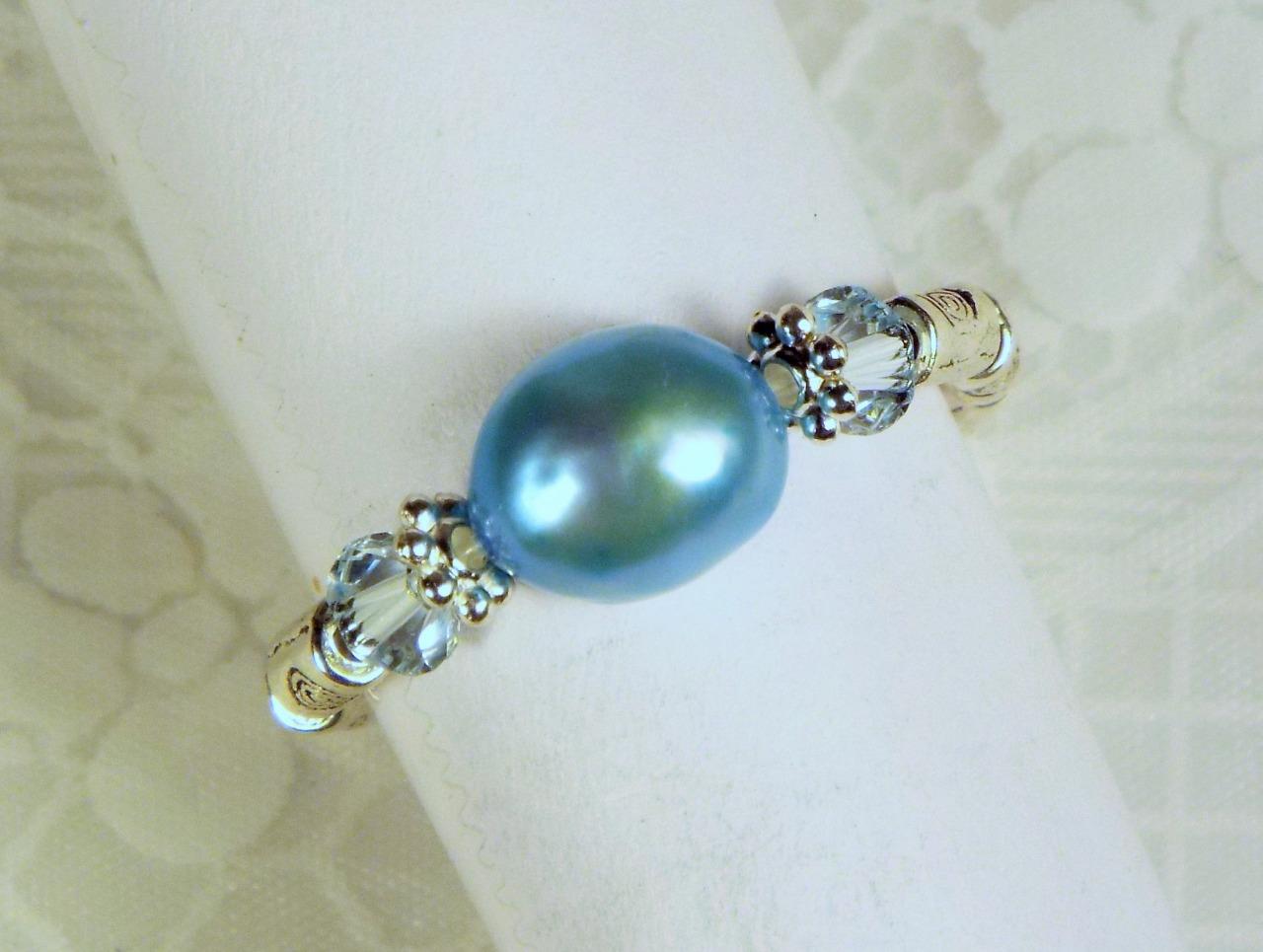 ANILLOS ELÁSTICOS DE PERLAS DE AGUA DULCE CYNTHIA LYNN ""GEMAS DE RÍO"" PLATA ESTERLINA 15 CLRS - Imagen 10 de 16