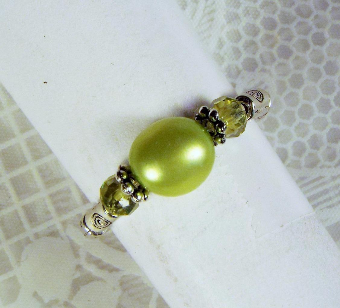 ANILLOS ELÁSTICOS DE PERLAS DE AGUA DULCE CYNTHIA LYNN ""GEMAS DE RÍO"" PLATA ESTERLINA 15 CLRS - Imagen 16 de 16