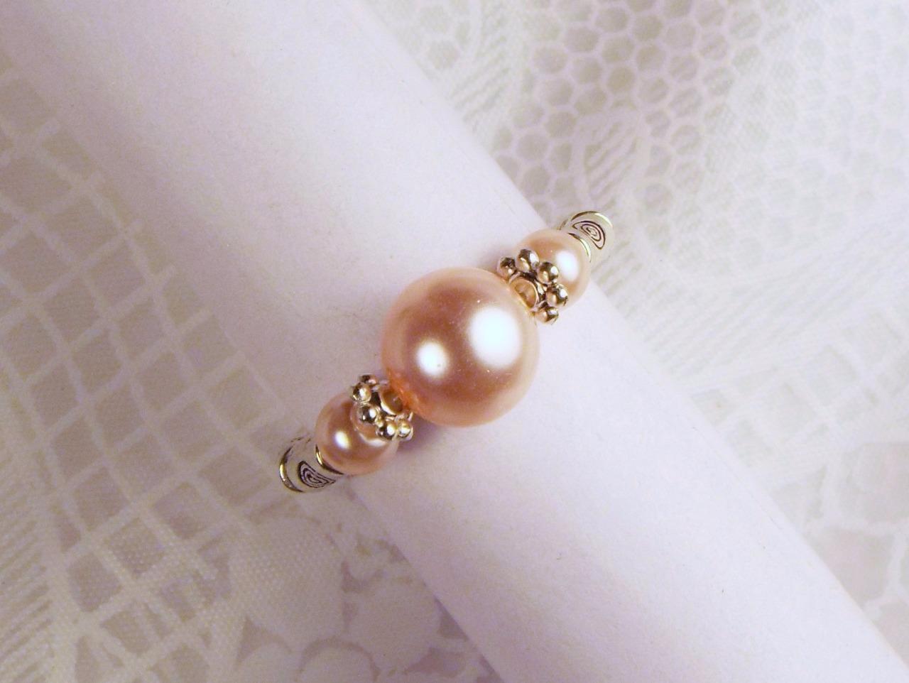 CYNTHIA LYNN "TRILLIZOS" VIDRIO SIMULADO IMITACIÓN PERLA PLATA ANILLOS ELÁSTICOS 28 CLRS! - Imagen 6 de 29