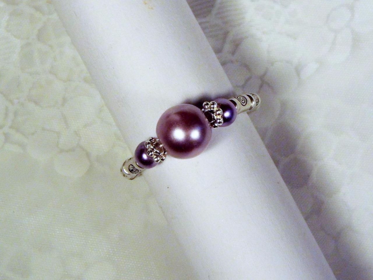 CYNTHIA LYNN "TRILLIZOS" VIDRIO SIMULADO IMITACIÓN PERLA PLATA ANILLOS ELÁSTICOS 28 CLRS! - Imagen 16 de 29