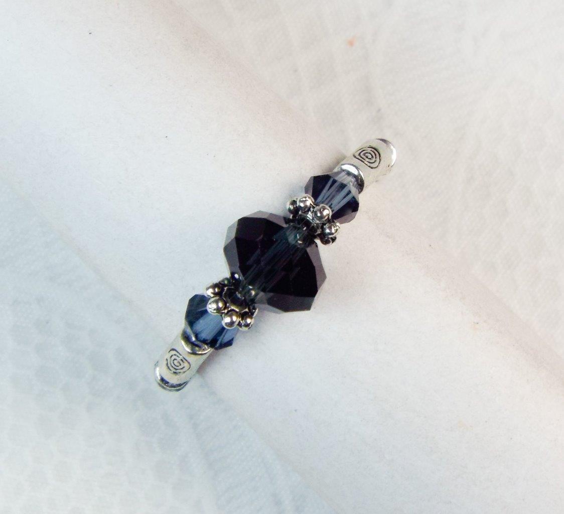 CYNTHIA LYNN "DATE NIGHT" GLASS CRYSTAL SILVER PLATED STRETCH RINGS - 26 COLORS! - Picture 15 of 27