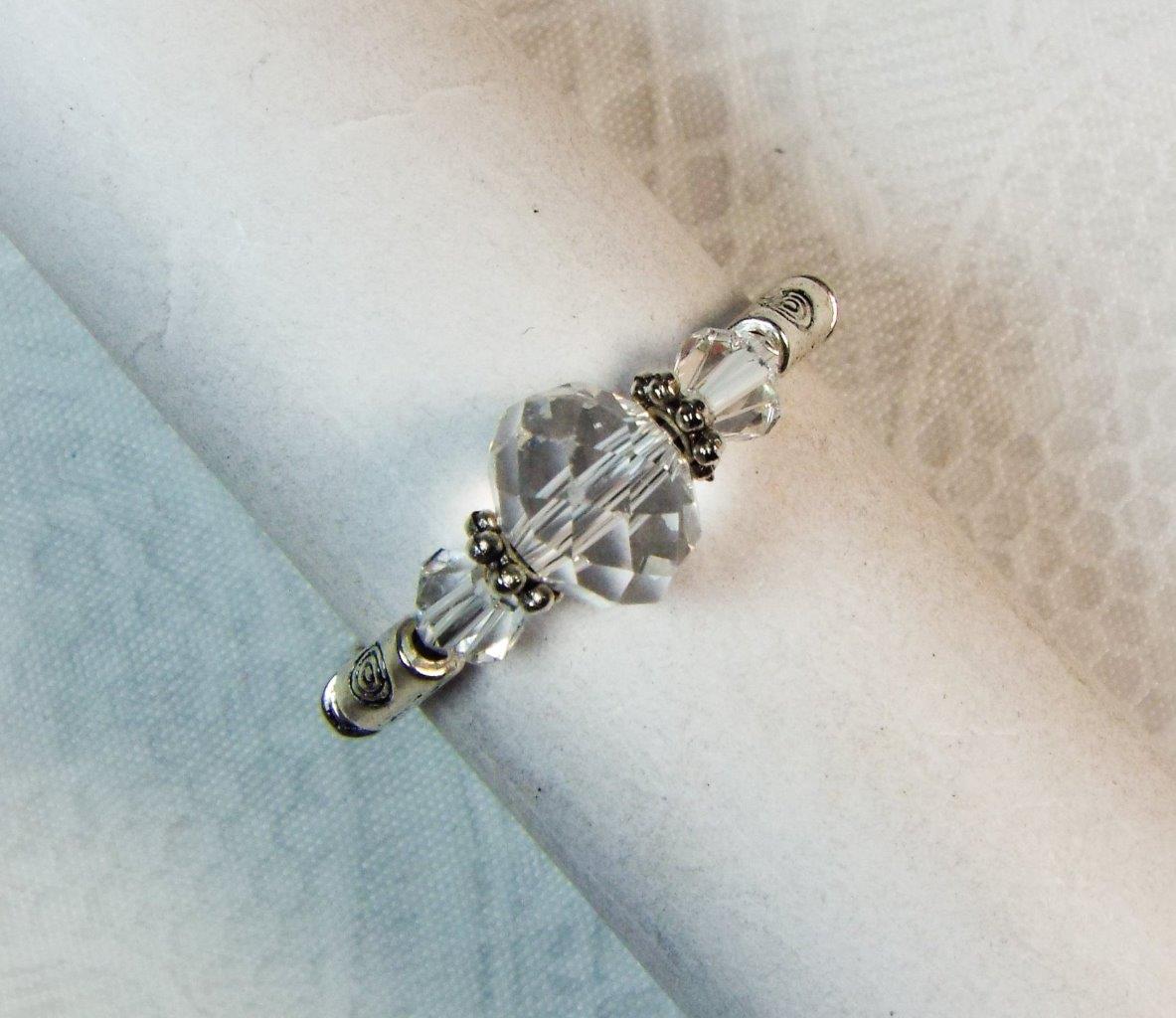 CYNTHIA LYNN "DATE NIGHT" GLASS CRYSTAL SILVER PLATED STRETCH RINGS - 26 COLORS! - Picture 2 of 27