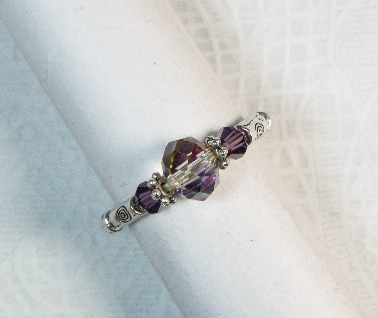 CYNTHIA LYNN "DATE NIGHT" GLASS CRYSTAL SILVER PLATED STRETCH RINGS - 26 COLORS! - Picture 24 of 27