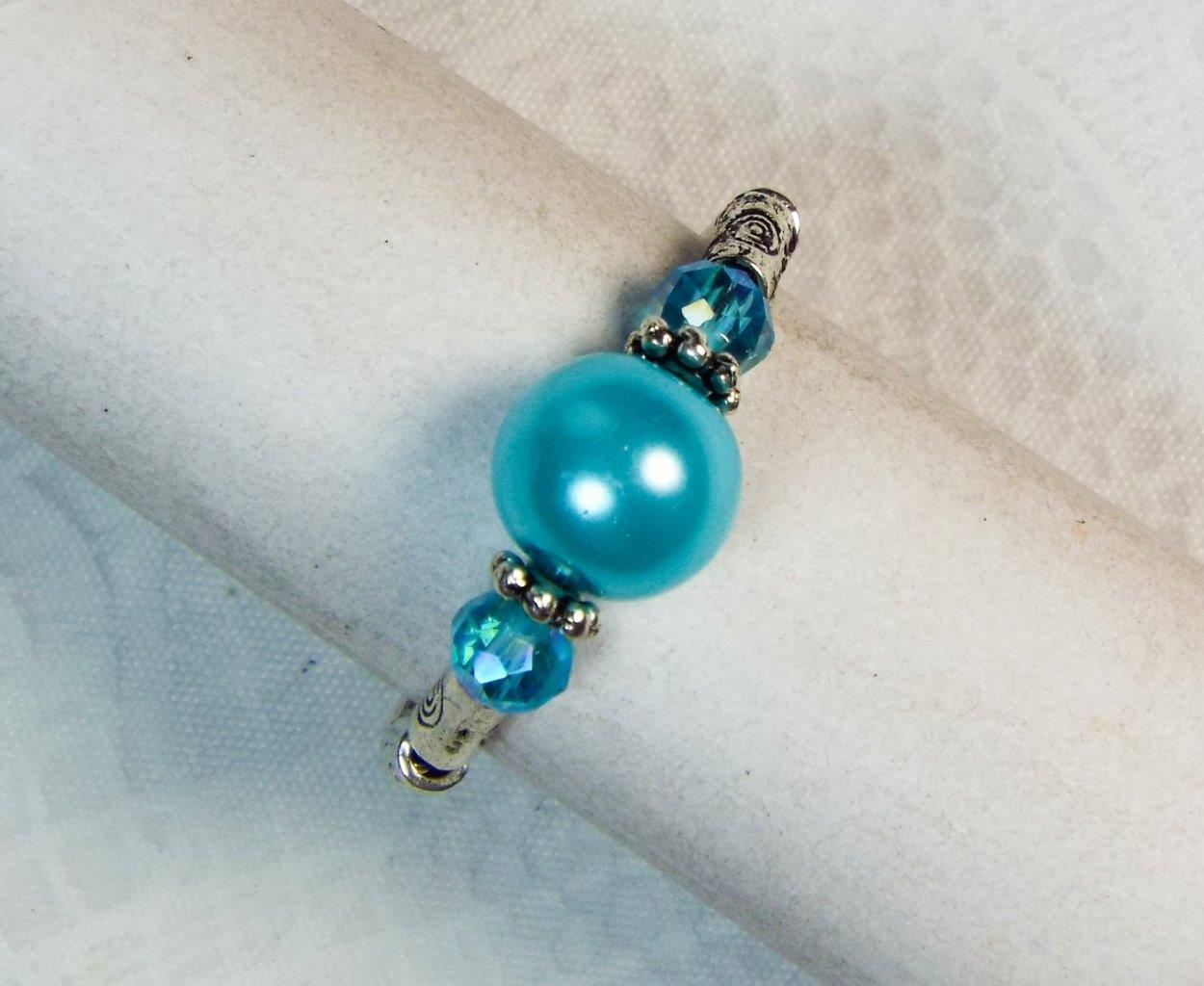 "ANILLOS ELÁSTICOS DE PLATA Y CRISTAL DE PERLAS DE VIDRIO ""VESTIDOS"" CYNTHIA LYNN ¡34 COLORES!¡! - Imagen 17 de 35