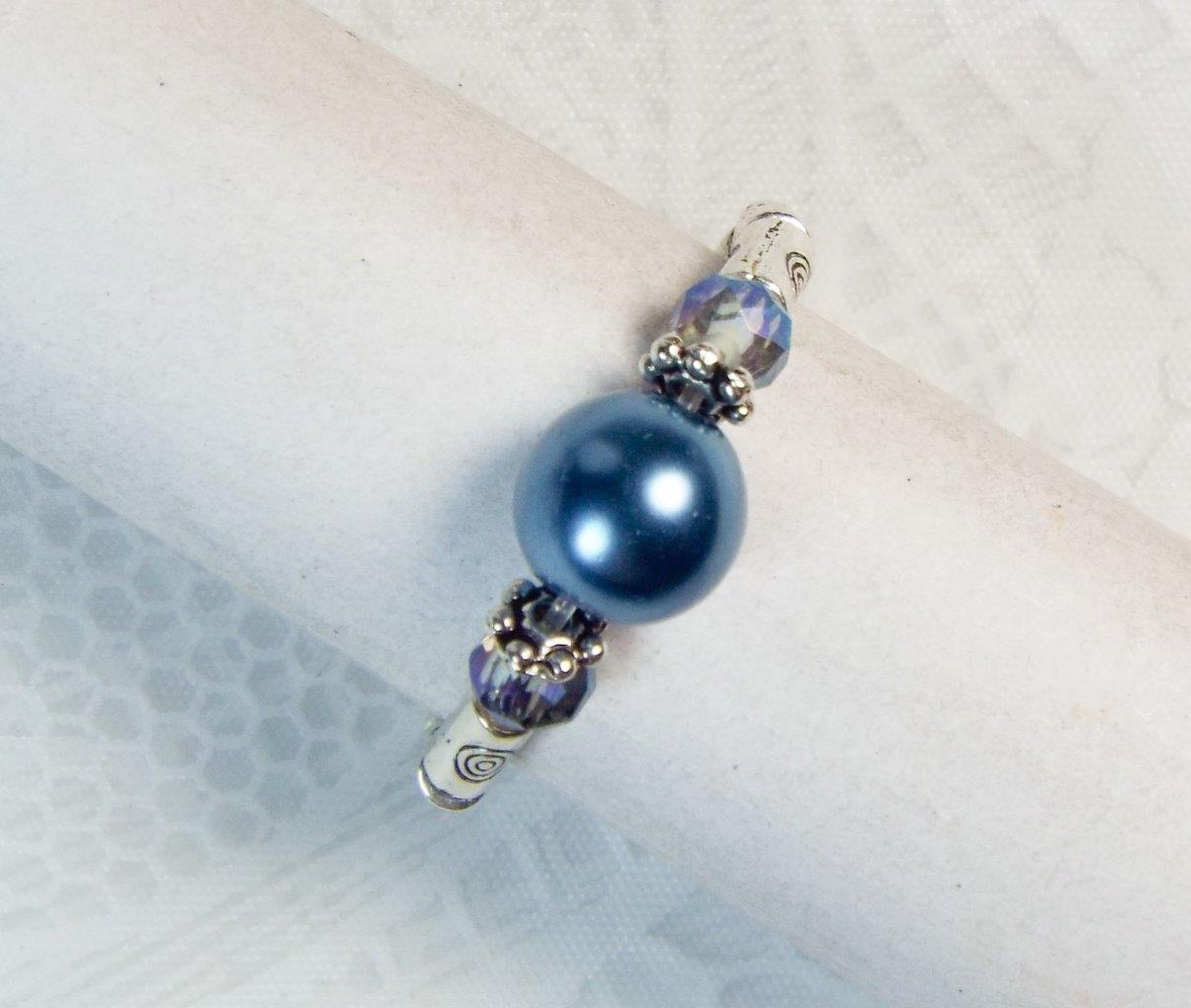 "ANILLOS ELÁSTICOS DE PLATA Y CRISTAL DE PERLAS DE VIDRIO ""VESTIDOS"" CYNTHIA LYNN ¡34 COLORES!¡! - Imagen 15 de 35
