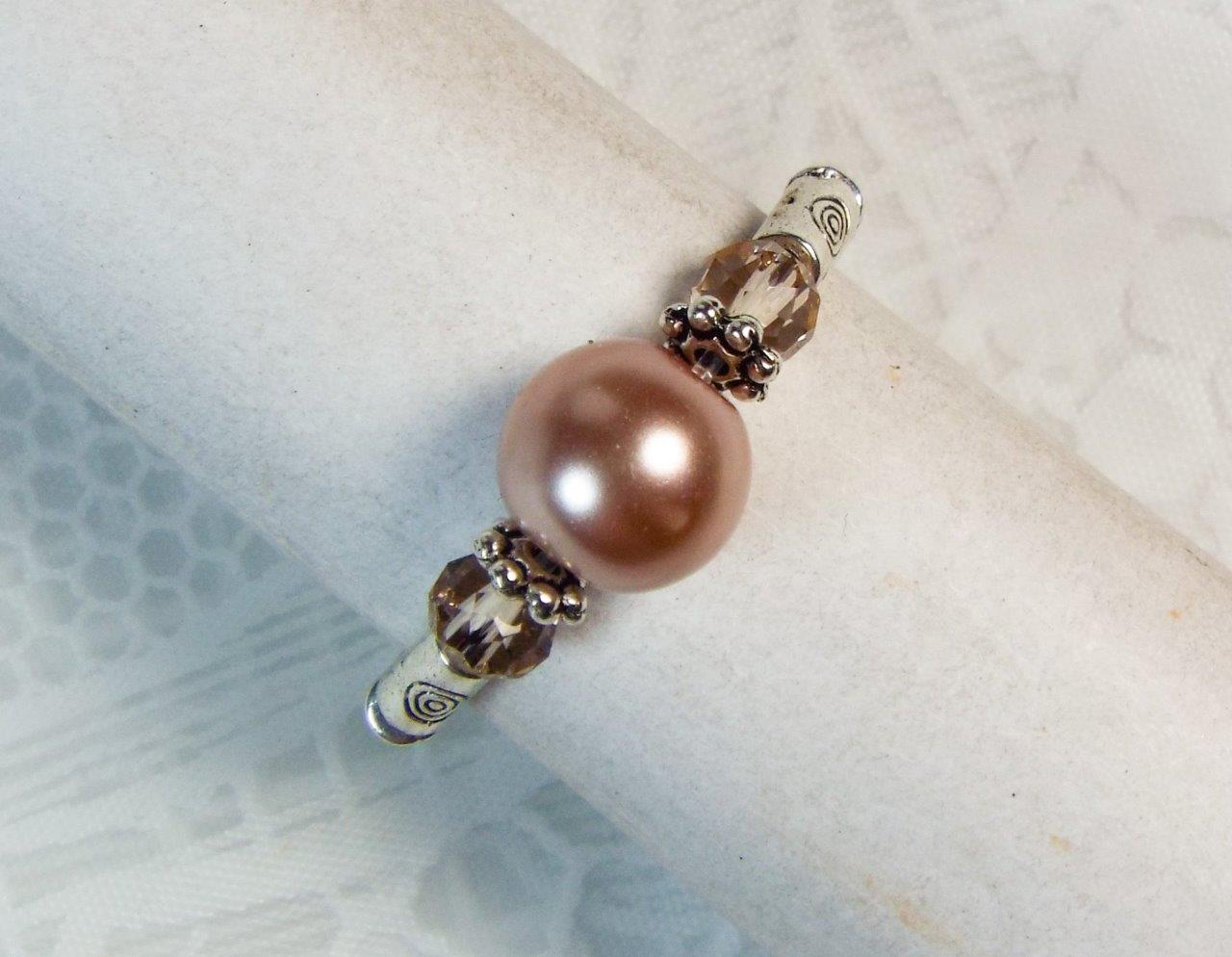 "ANILLOS ELÁSTICOS DE PLATA Y CRISTAL DE PERLAS DE VIDRIO ""VESTIDOS"" CYNTHIA LYNN ¡34 COLORES!¡! - Imagen 29 de 35