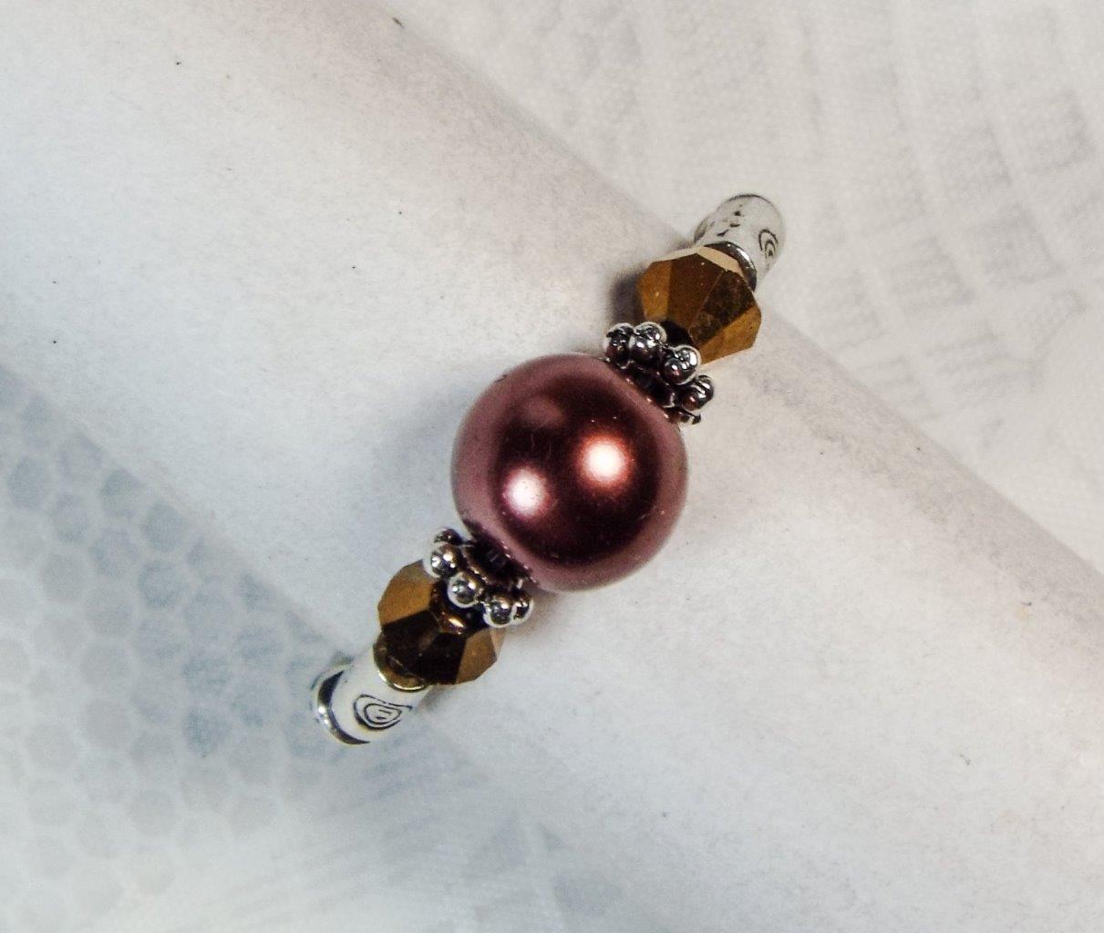 "ANILLOS ELÁSTICOS DE PLATA Y CRISTAL DE PERLAS DE VIDRIO ""VESTIDOS"" CYNTHIA LYNN ¡34 COLORES!¡! - Imagen 30 de 35