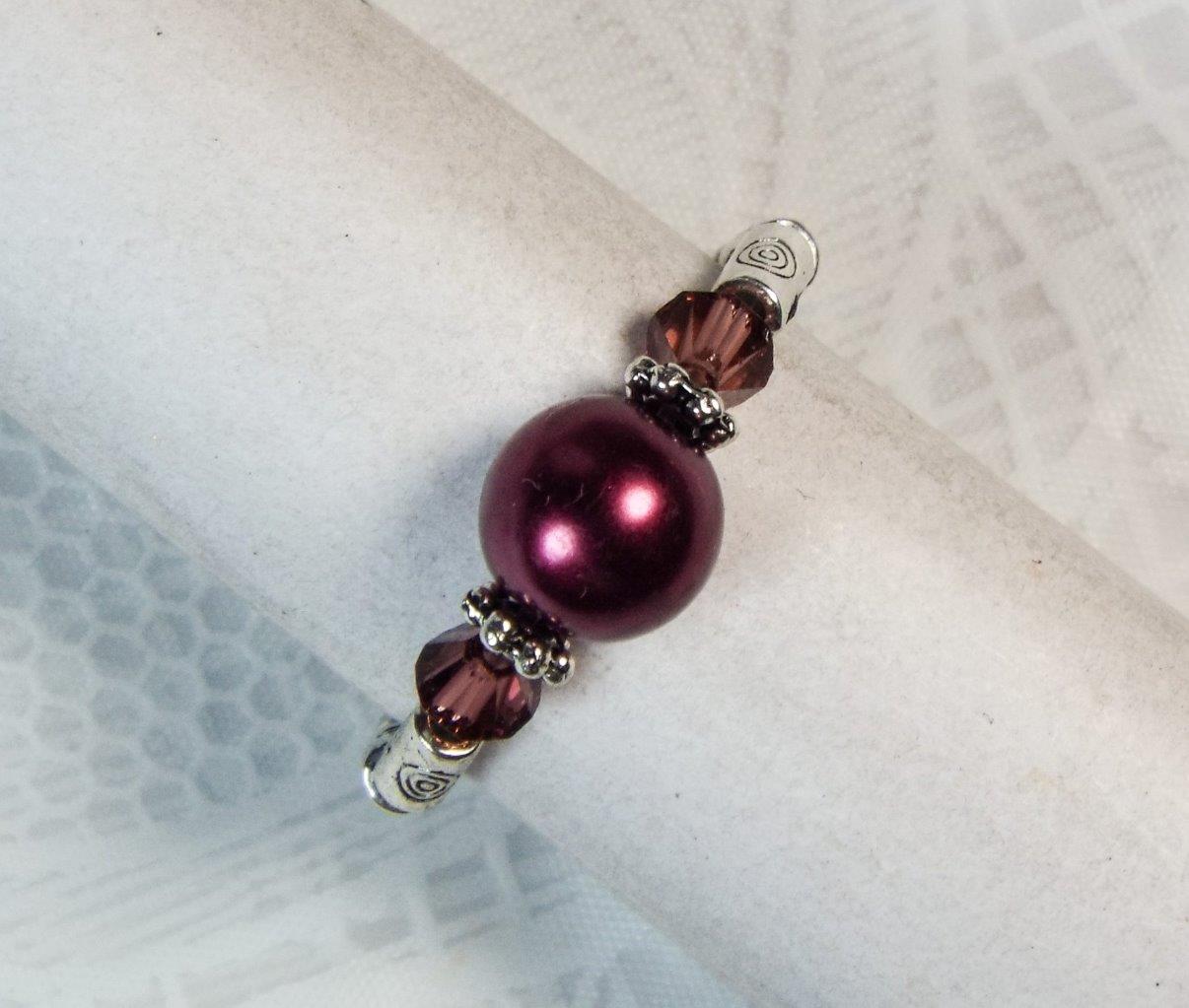 "ANILLOS ELÁSTICOS DE PLATA Y CRISTAL DE PERLAS DE VIDRIO ""VESTIDOS"" CYNTHIA LYNN ¡34 COLORES!¡! - Imagen 22 de 35