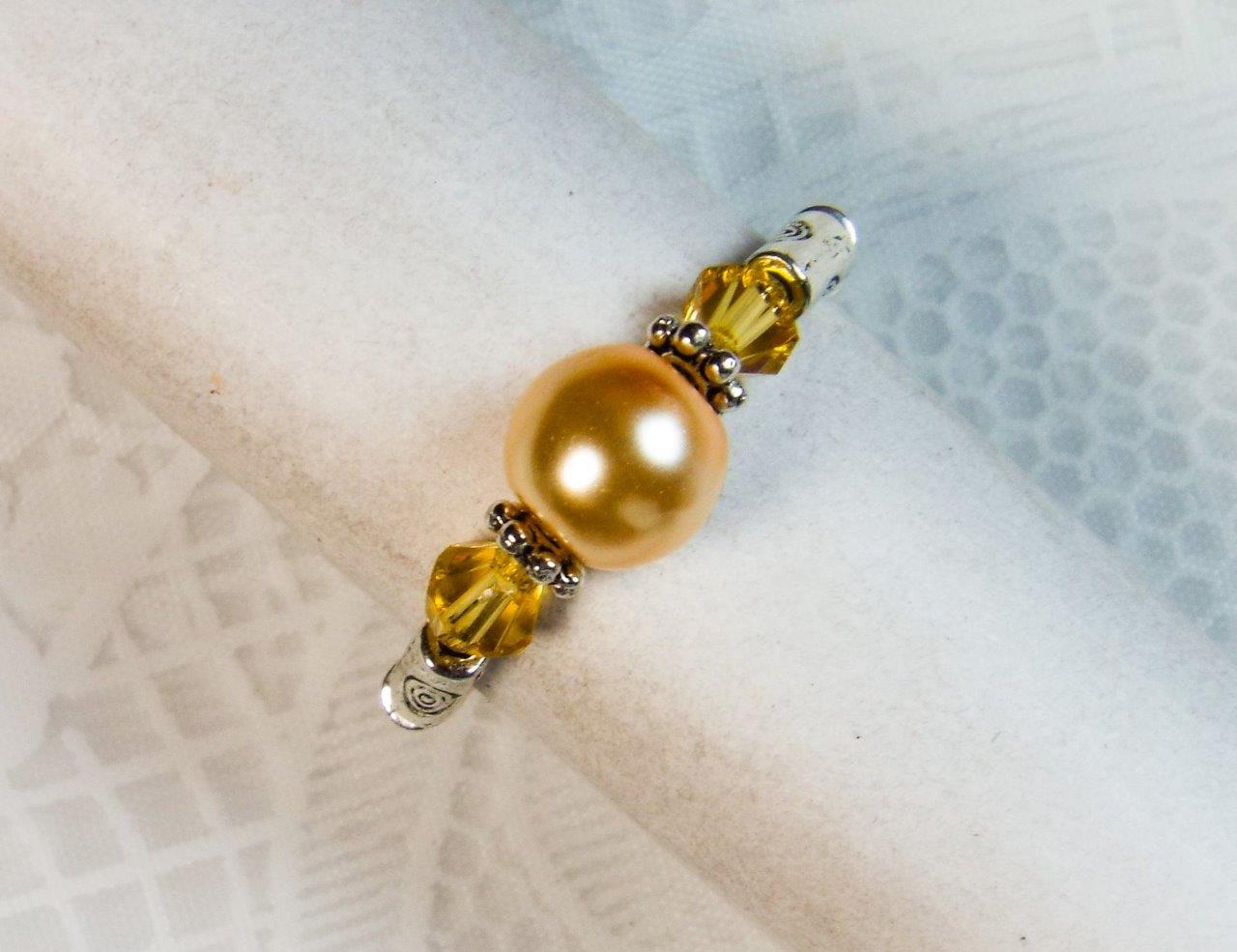 "ANILLOS ELÁSTICOS DE PLATA Y CRISTAL DE PERLAS DE VIDRIO ""VESTIDOS"" CYNTHIA LYNN ¡34 COLORES!¡! - Imagen 27 de 35