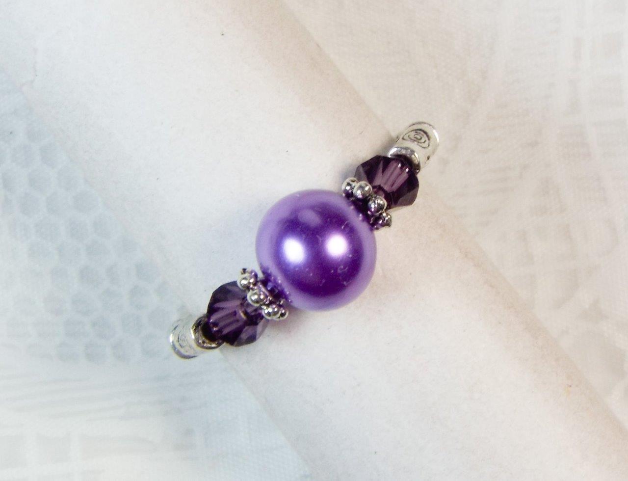 "ANILLOS ELÁSTICOS DE PLATA Y CRISTAL DE PERLAS DE VIDRIO ""VESTIDOS"" CYNTHIA LYNN ¡34 COLORES!¡! - Imagen 11 de 35