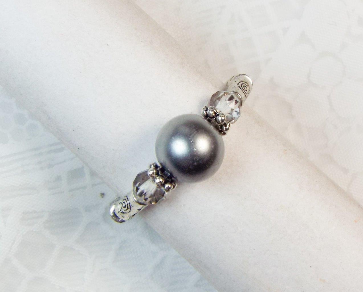 "ANILLOS ELÁSTICOS DE PLATA Y CRISTAL DE PERLAS DE VIDRIO ""VESTIDOS"" CYNTHIA LYNN ¡34 COLORES!¡! - Imagen 32 de 35