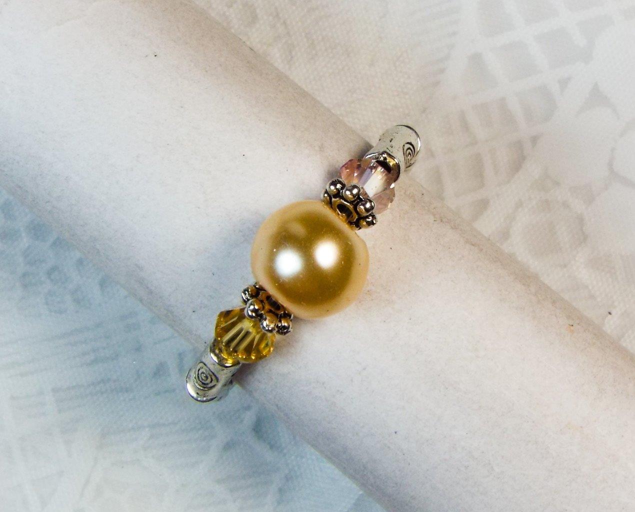 "ANILLOS ELÁSTICOS DE PLATA Y CRISTAL DE PERLAS DE VIDRIO ""VESTIDOS"" CYNTHIA LYNN ¡34 COLORES!¡! - Imagen 26 de 35