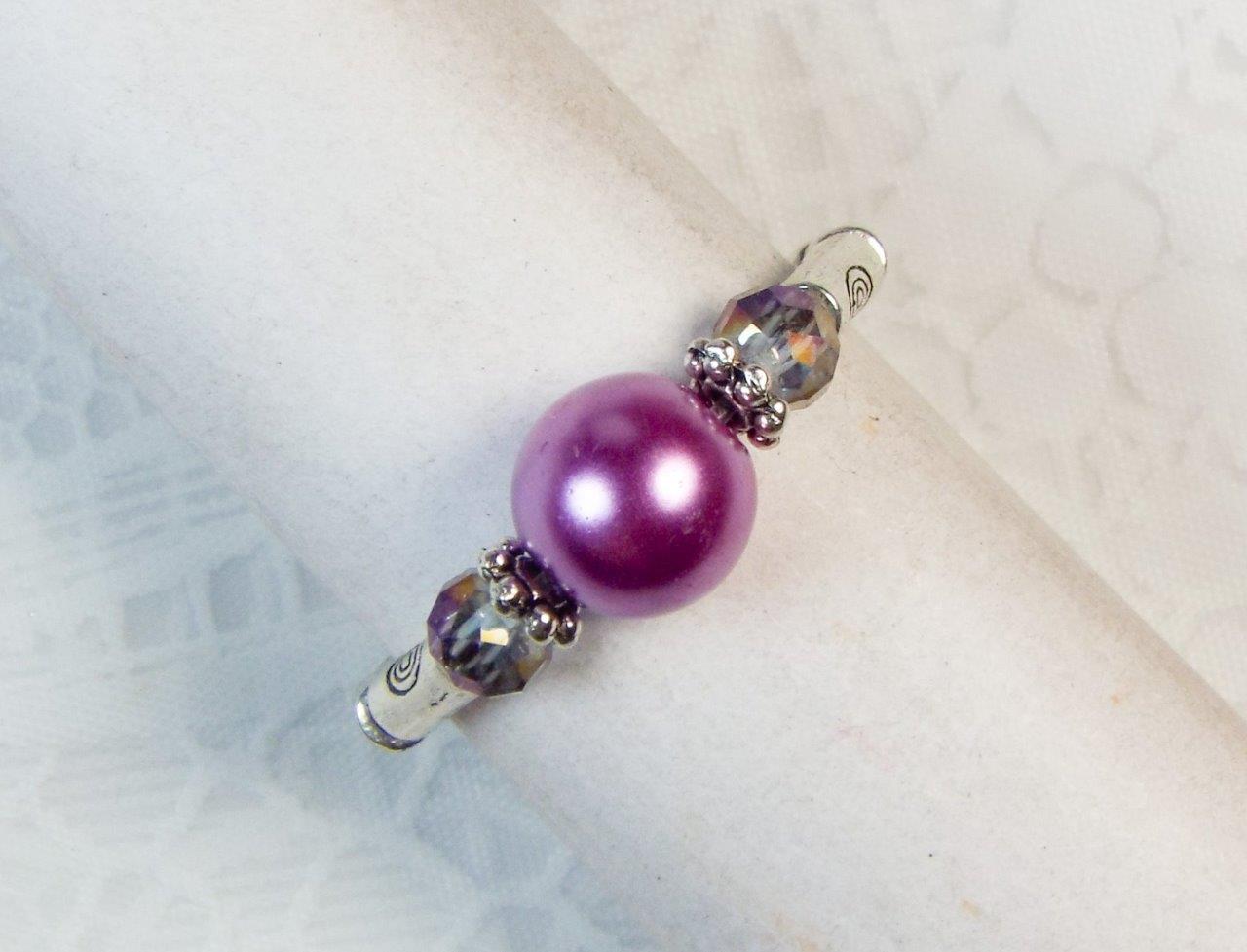 "ANILLOS ELÁSTICOS DE PLATA Y CRISTAL DE PERLAS DE VIDRIO ""VESTIDOS"" CYNTHIA LYNN ¡34 COLORES!¡! - Imagen 10 de 35