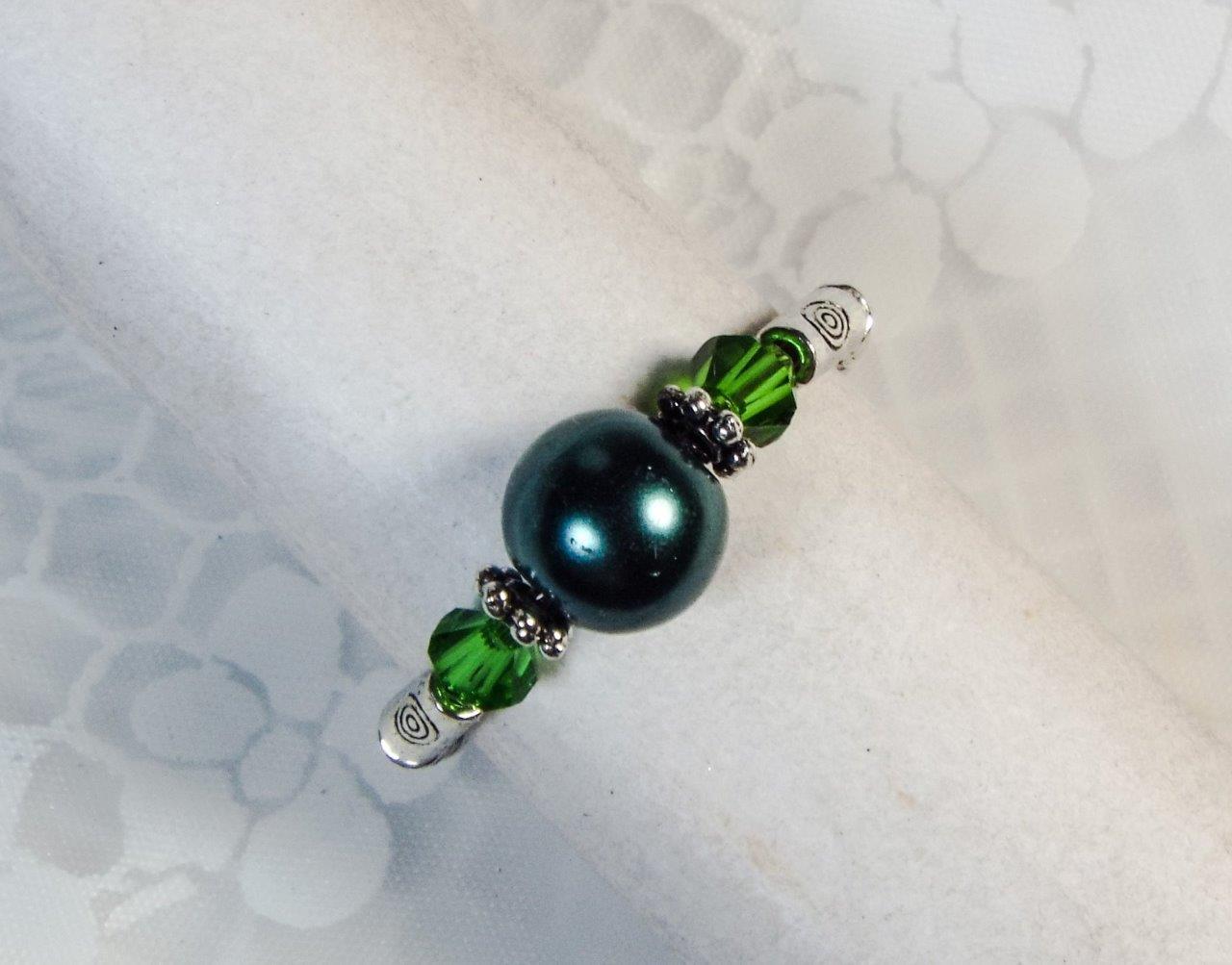 "ANILLOS ELÁSTICOS DE PLATA Y CRISTAL DE PERLAS DE VIDRIO ""VESTIDOS"" CYNTHIA LYNN ¡34 COLORES!¡! - Imagen 20 de 35