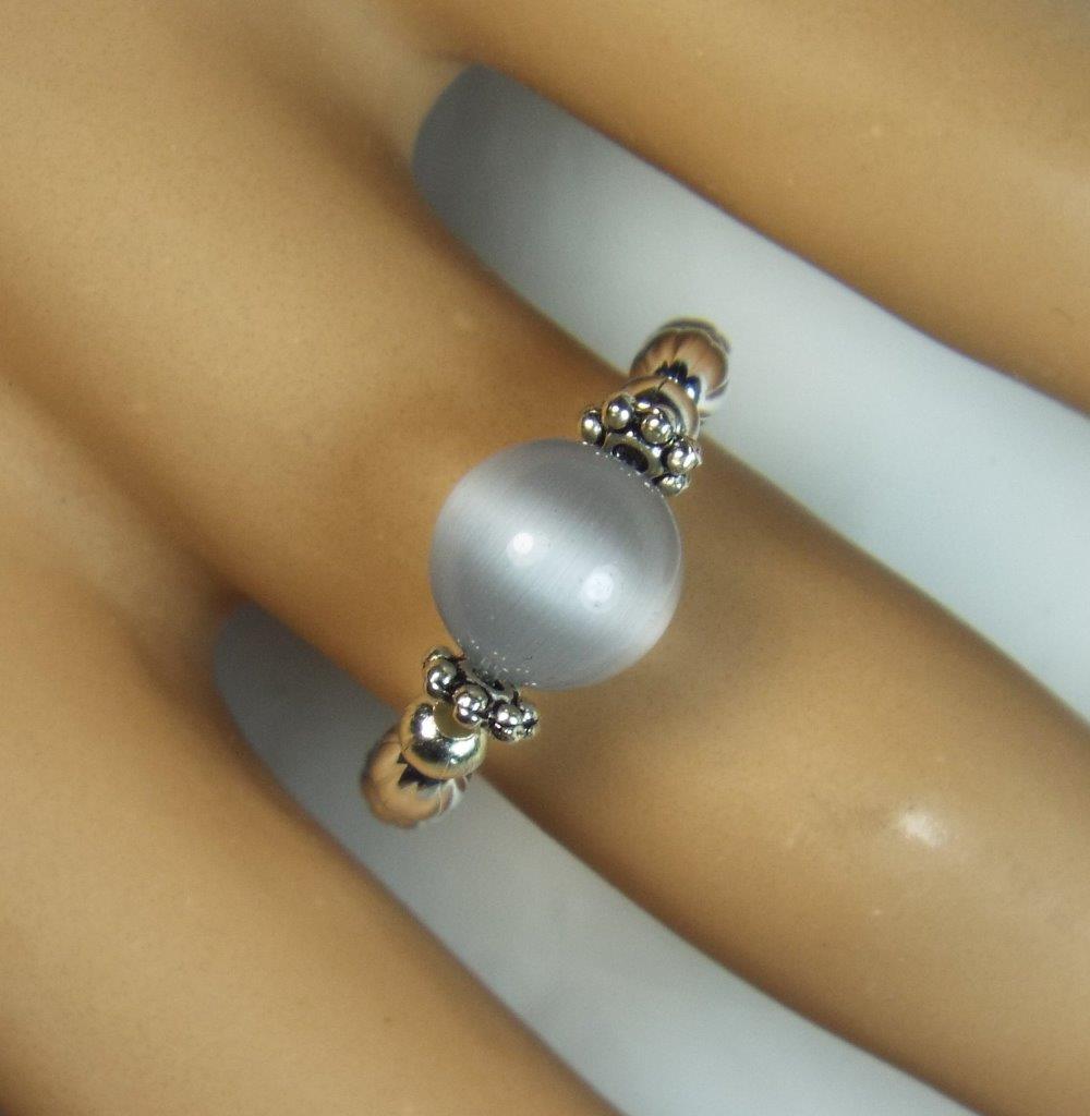 ANILLOS ELÁSTICOS SOLITARIO OJO DE GATO CYNTHIA LYNN "EYE CANDY" PLATA ESTERLINA - Imagen 3 de 11