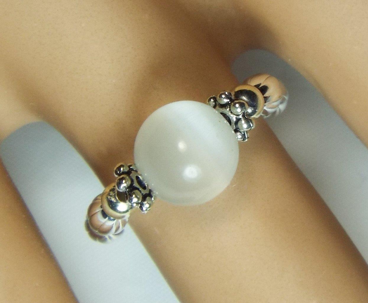 ANILLOS ELÁSTICOS SOLITARIO OJO DE GATO CYNTHIA LYNN "EYE CANDY" PLATA ESTERLINA - Imagen 4 de 11