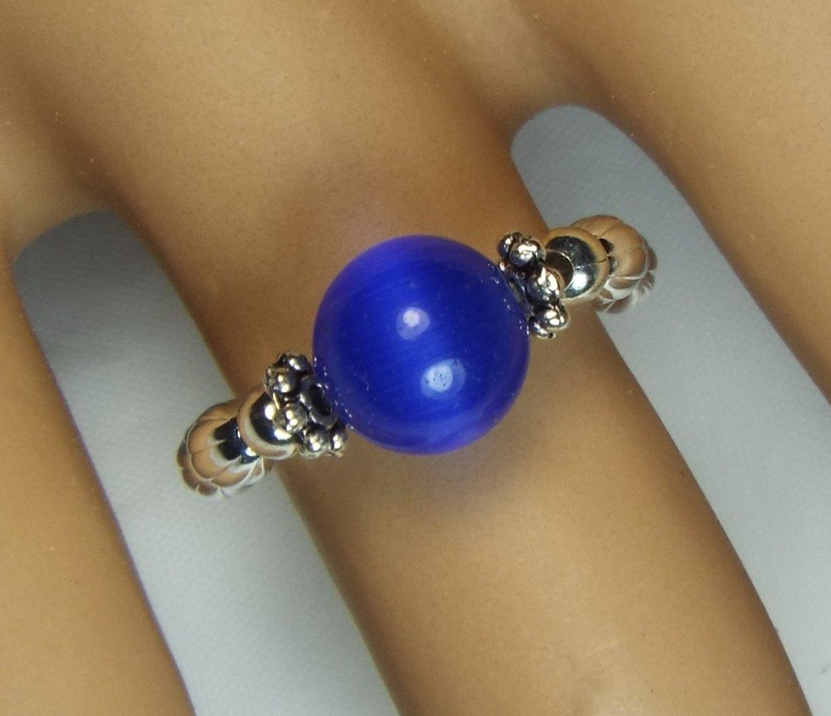 ANILLOS ELÁSTICOS SOLITARIO OJO DE GATO CYNTHIA LYNN "EYE CANDY" PLATA ESTERLINA - Imagen 10 de 11