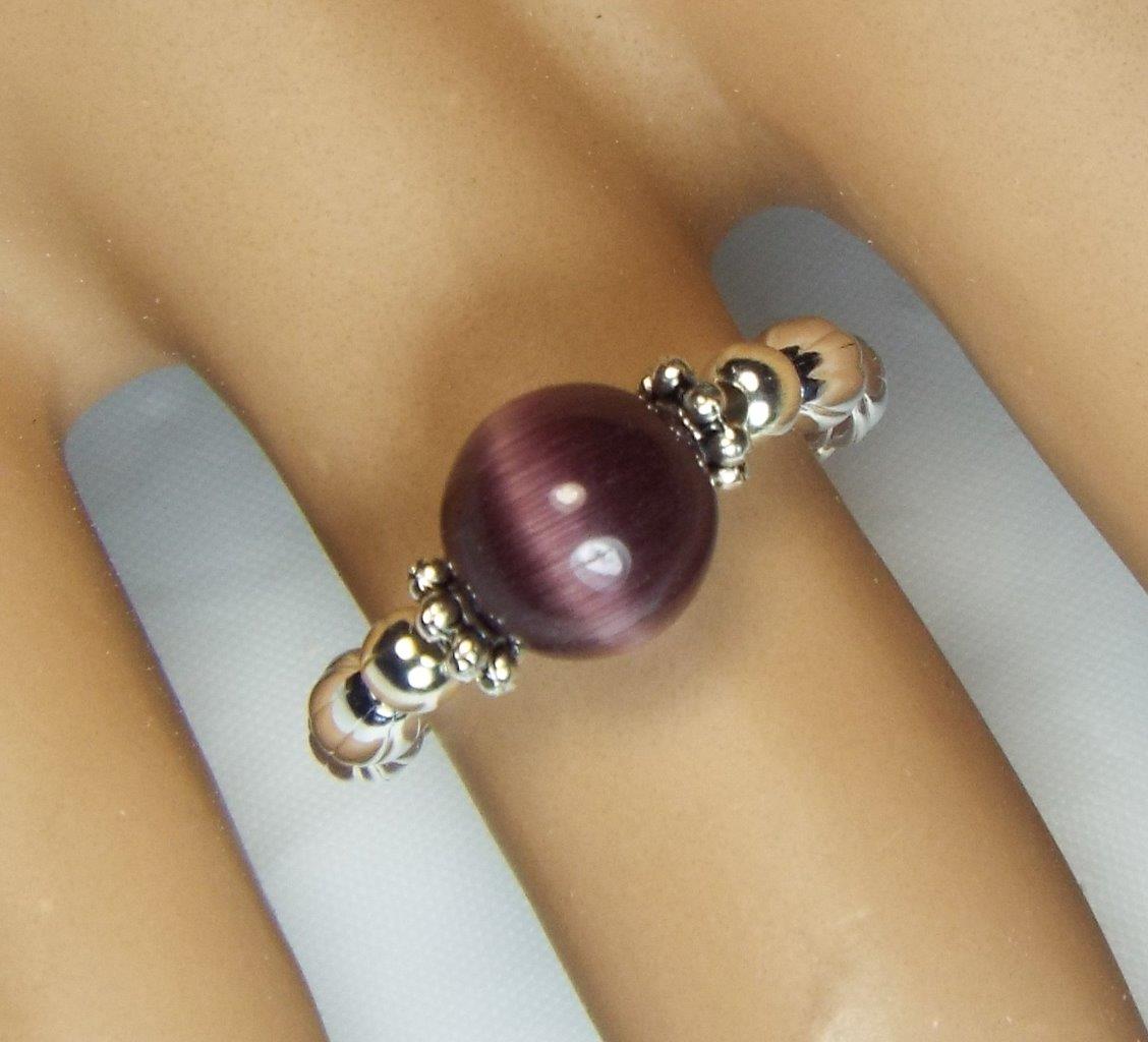 ANILLOS ELÁSTICOS SOLITARIO OJO DE GATO CYNTHIA LYNN "EYE CANDY" PLATA ESTERLINA - Imagen 11 de 11