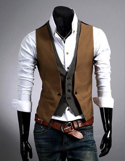 Morden Men's Top Designed Casual Slim Fit Skinny Dress Vest Waistcoat Black