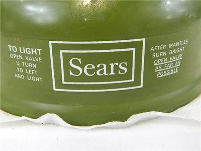Vintage Sears / Coleman 72325 Two Mantle Avocado Green