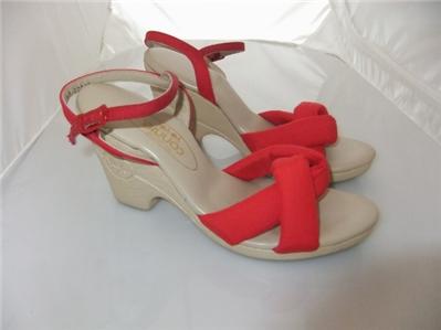 Vintage '70's-'80's Red Yo Yo's Wedge Sandals Shoes by Connie 8N