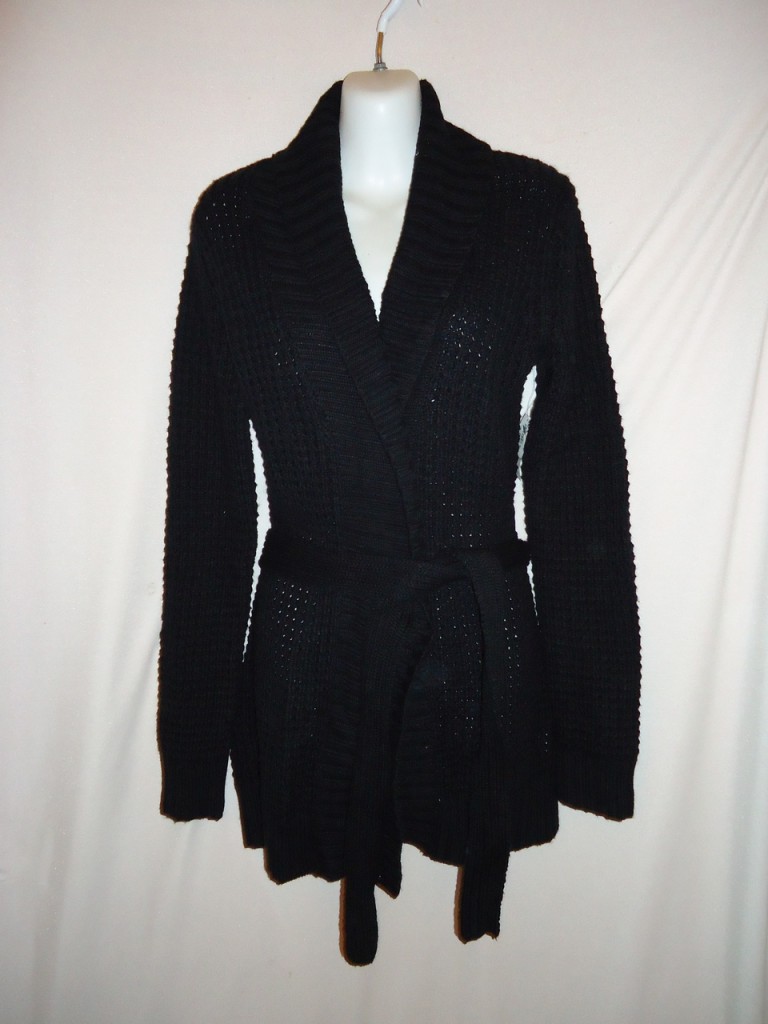 Old Navy Womens Wrap Cardigan Heavy Knit Sweater Black belted XSM SM ...