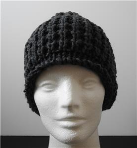 NWT Dark Grey Gray Rolled Edge Beanie Hat Acrylic Unisex