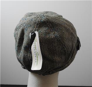 NWT Grey Gray White Poor Boy Hat Cap Short Brim Adjustable