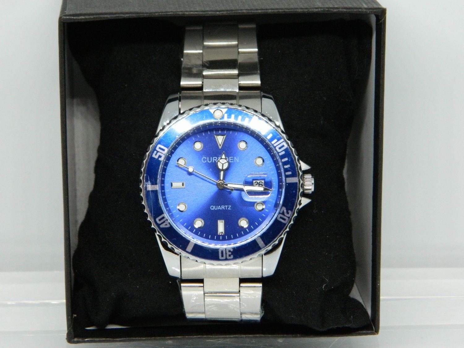 Men s CURDDEN Steel Finish Sports watch with Date and Rotating Bezel 3 styles eBay