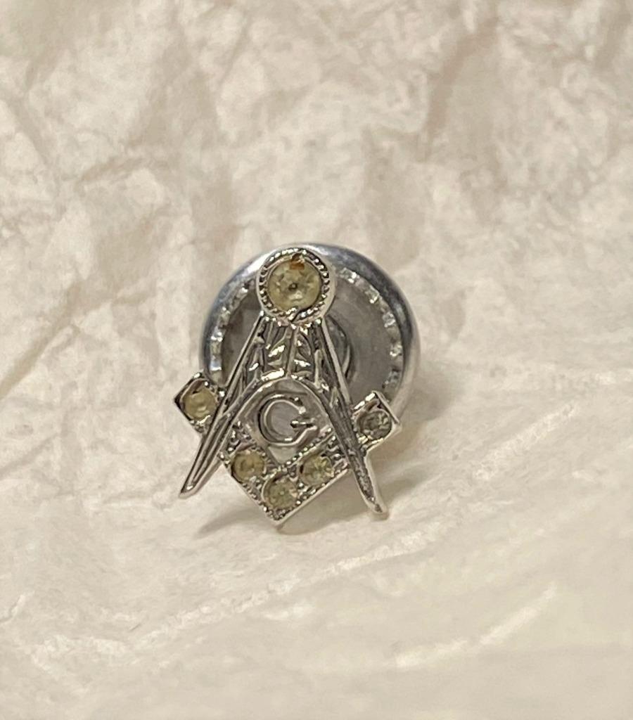 Vintage Sterling Silver Screw Back Masonic Lapel Pin w/ Rhinestones eBay