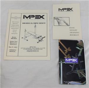 IMPEX WM-MXS Olympic Bench Owner's Manual Accessorioes & Basic