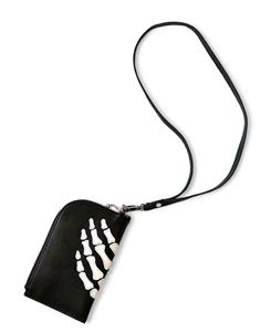 Kapital Leather Thumbs Up Bone Hand Zip Neck wallet Bag