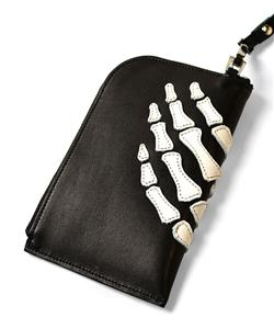 Kapital leather THUMBS UP BONE HAND ZIP neck BAG black new | eBay