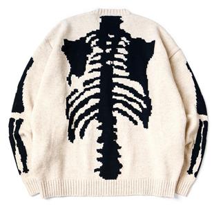 KAPITAL スケルトン柄 ニット bone ボール　クルーネック　サイズ1 KAPITAL 5G wool bone crew sweater Skeleton ecru new | eBay