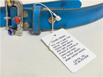 Kapital Oil leather studs disco buckle belt blue new | eBay